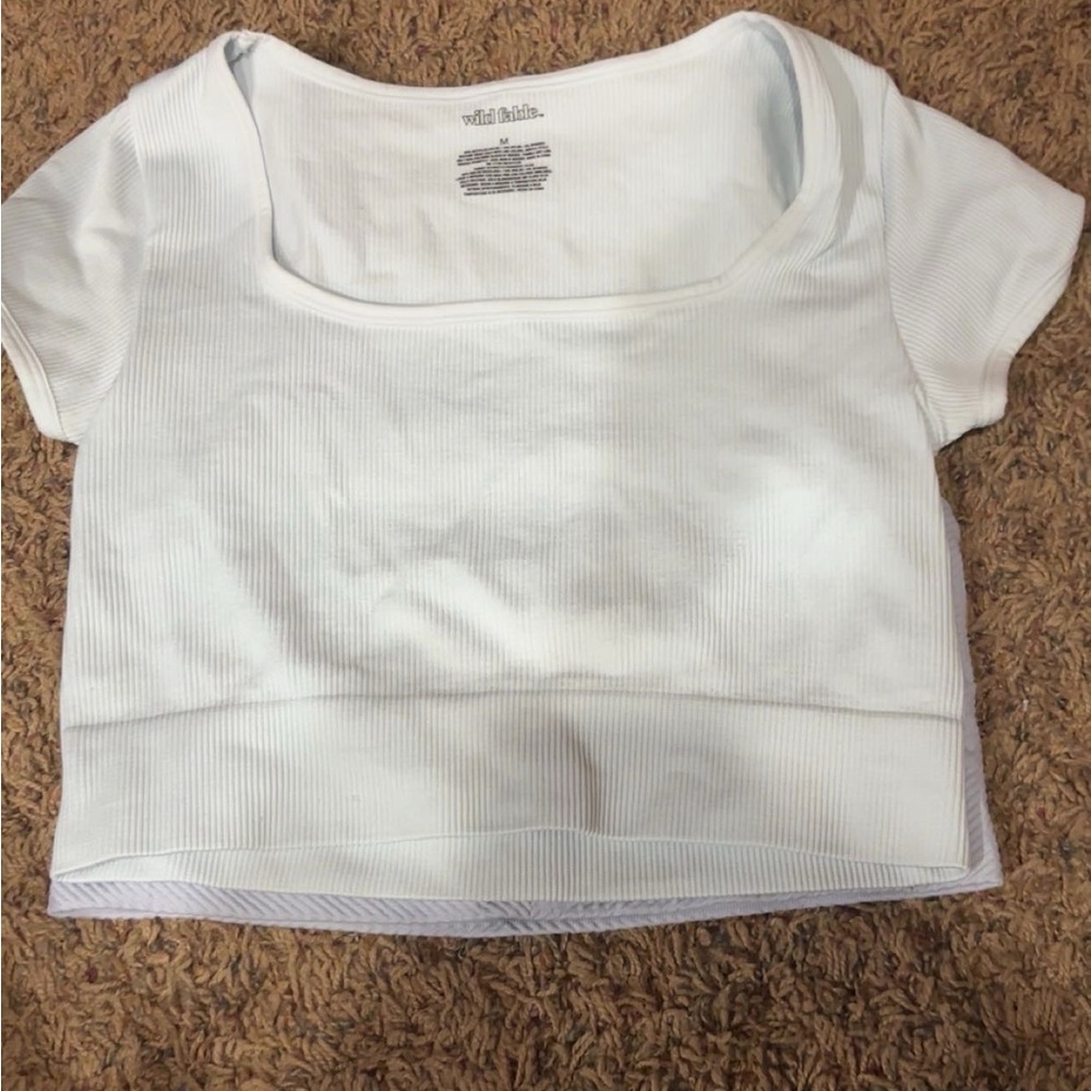 Wild Fable White Fitted Crop T-Shirt Short Sleeve